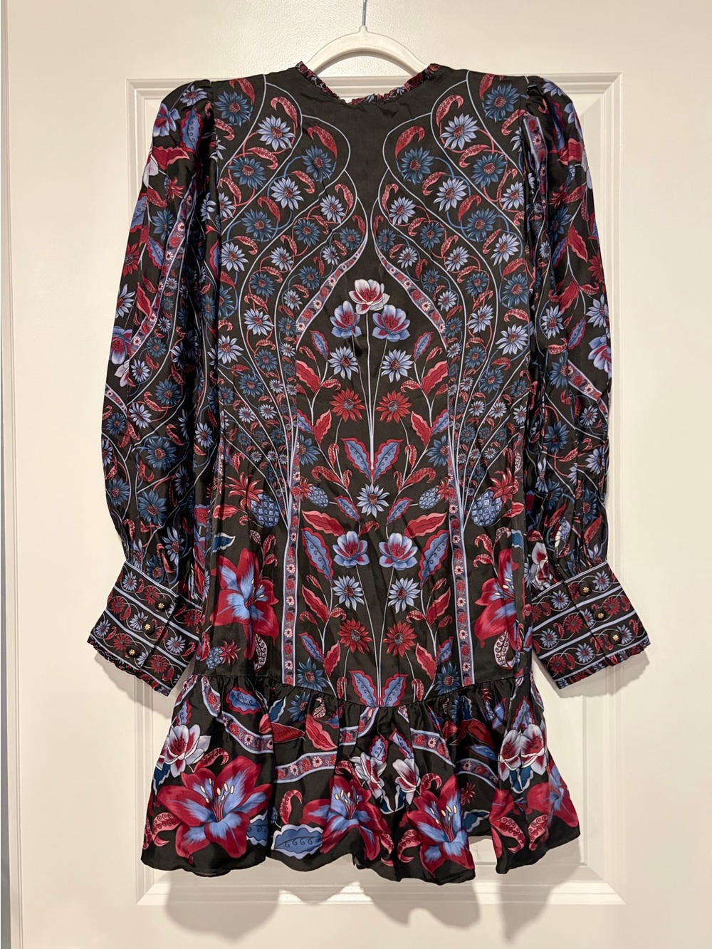 FARM Rio Black Mini Dress with Red & Blue Floral Print - Picture 2 of 4